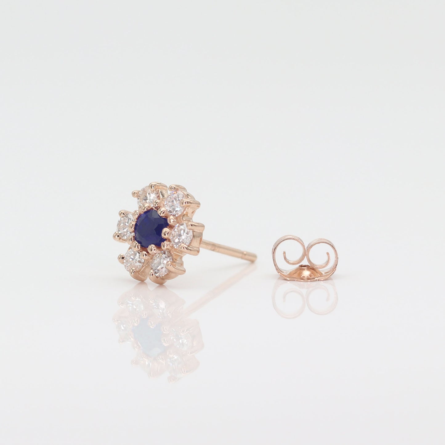 14K SAPPHIRE DIAMOND FLOWER EARRING