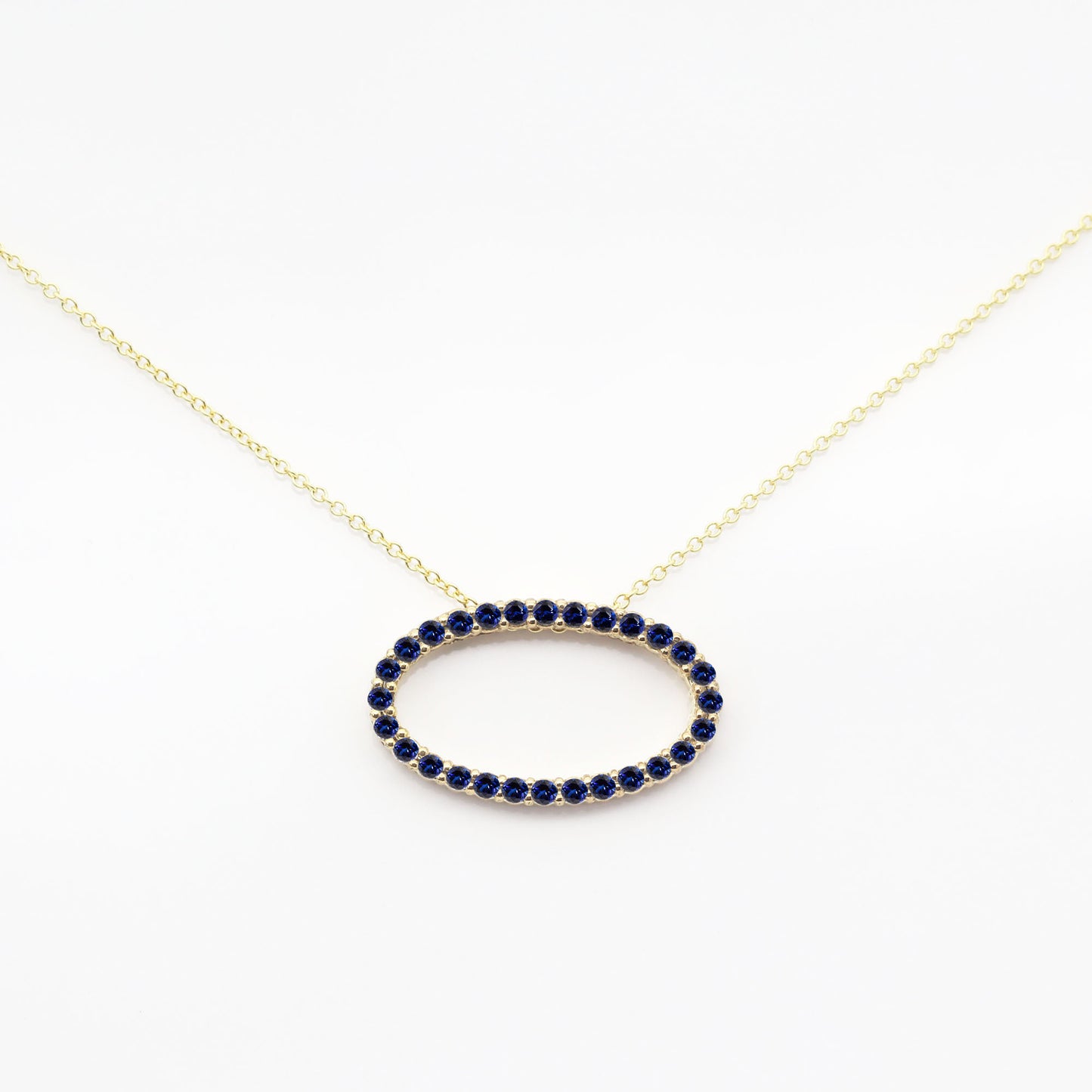 14K SAPPHIRE OVAL CIRCLE NECKLACE