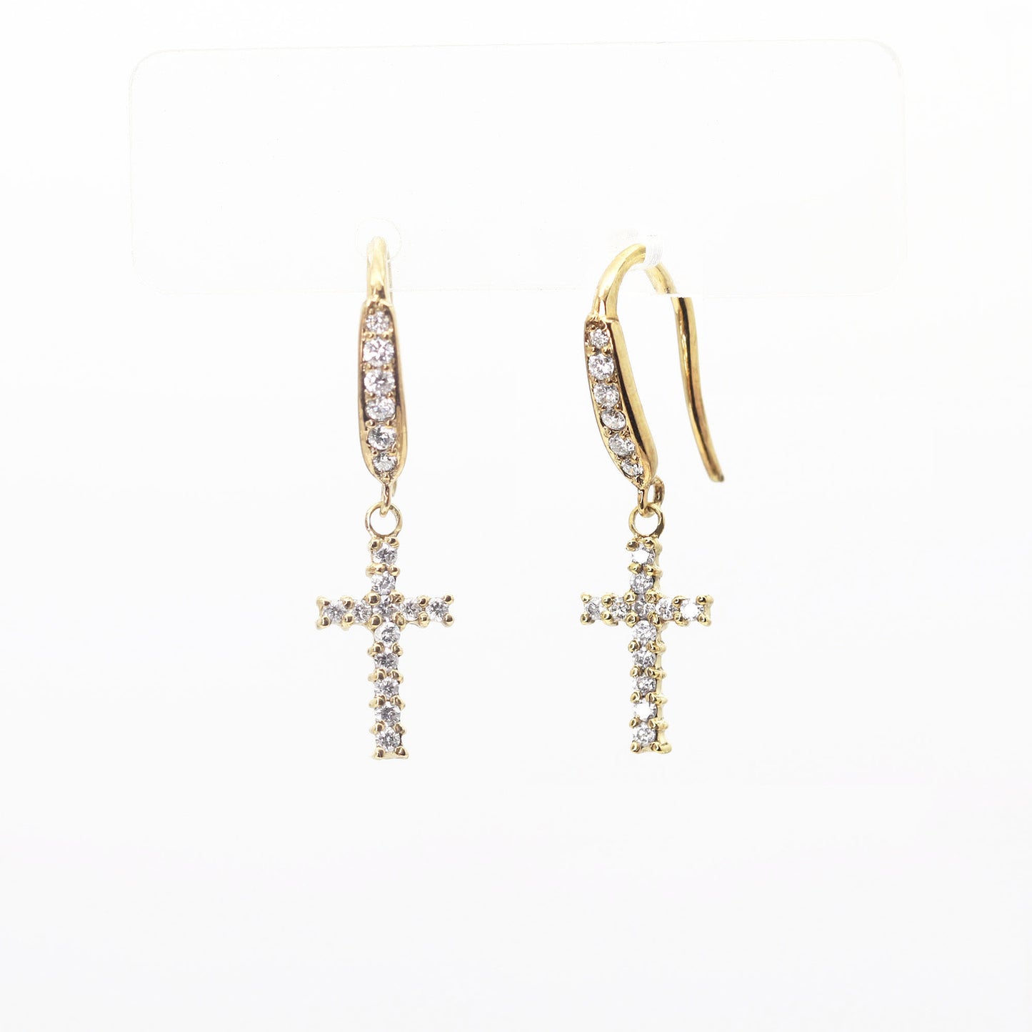 14K DIAMOND CROSS HOOK EARRING