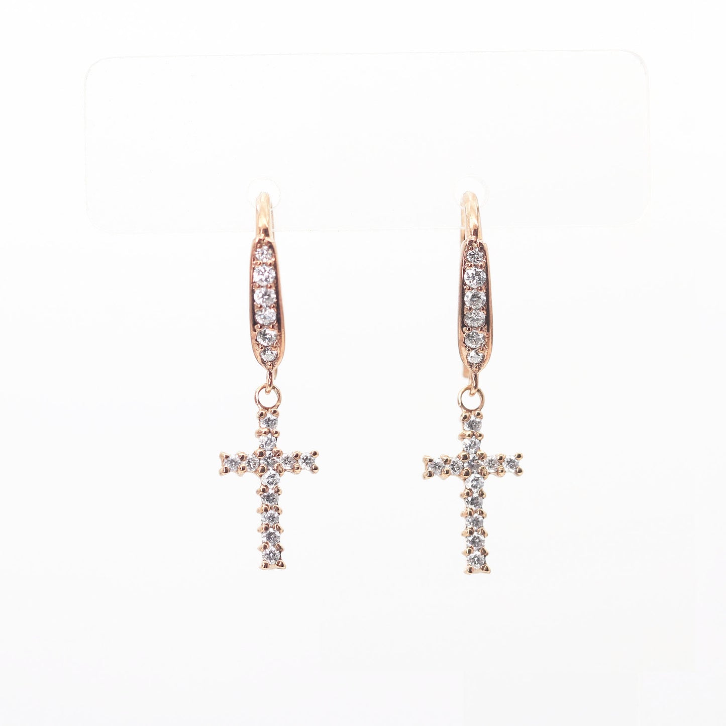 14K DIAMOND CROSS HOOK EARRING