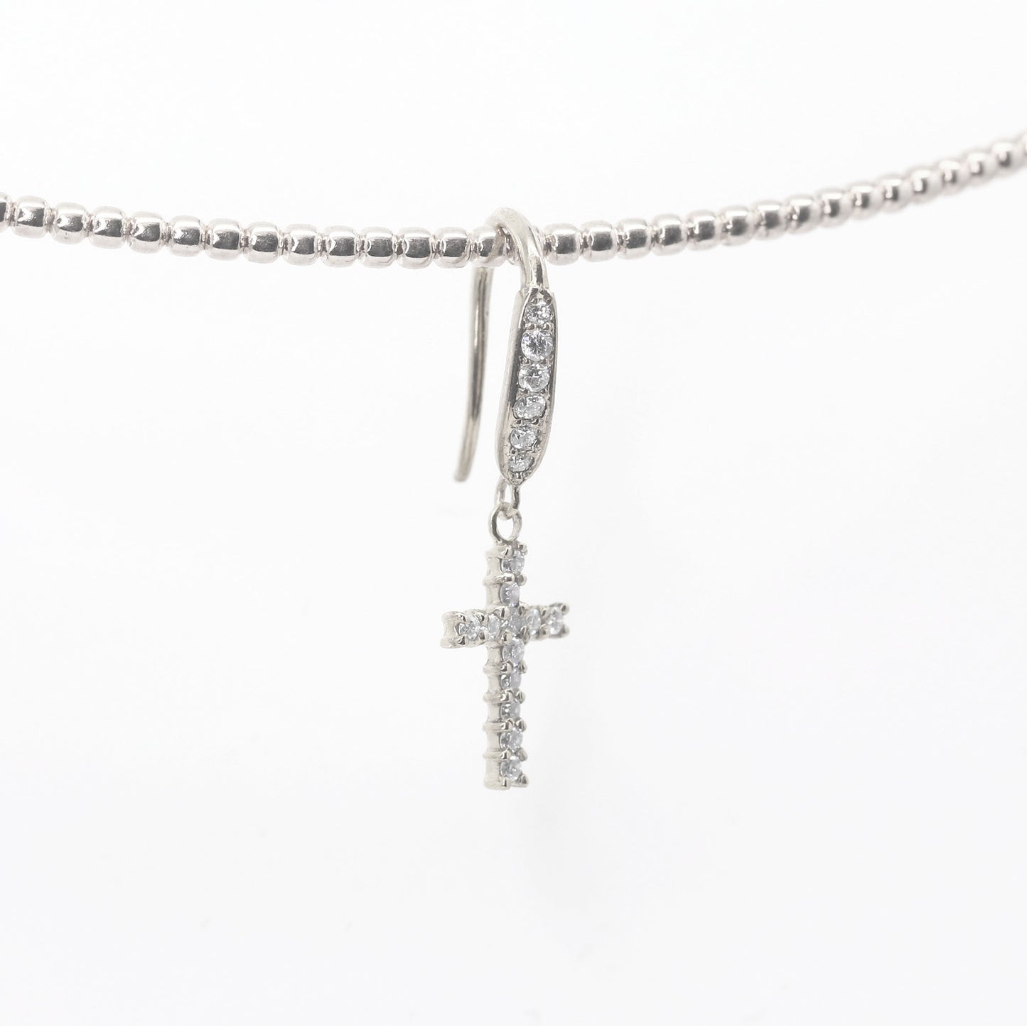 14K DIAMOND CROSS HOOK EARRING