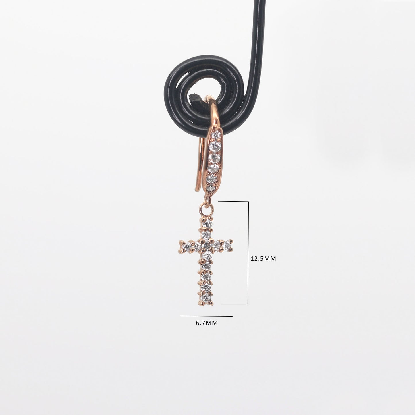 14K DIAMOND CROSS HOOK EARRING