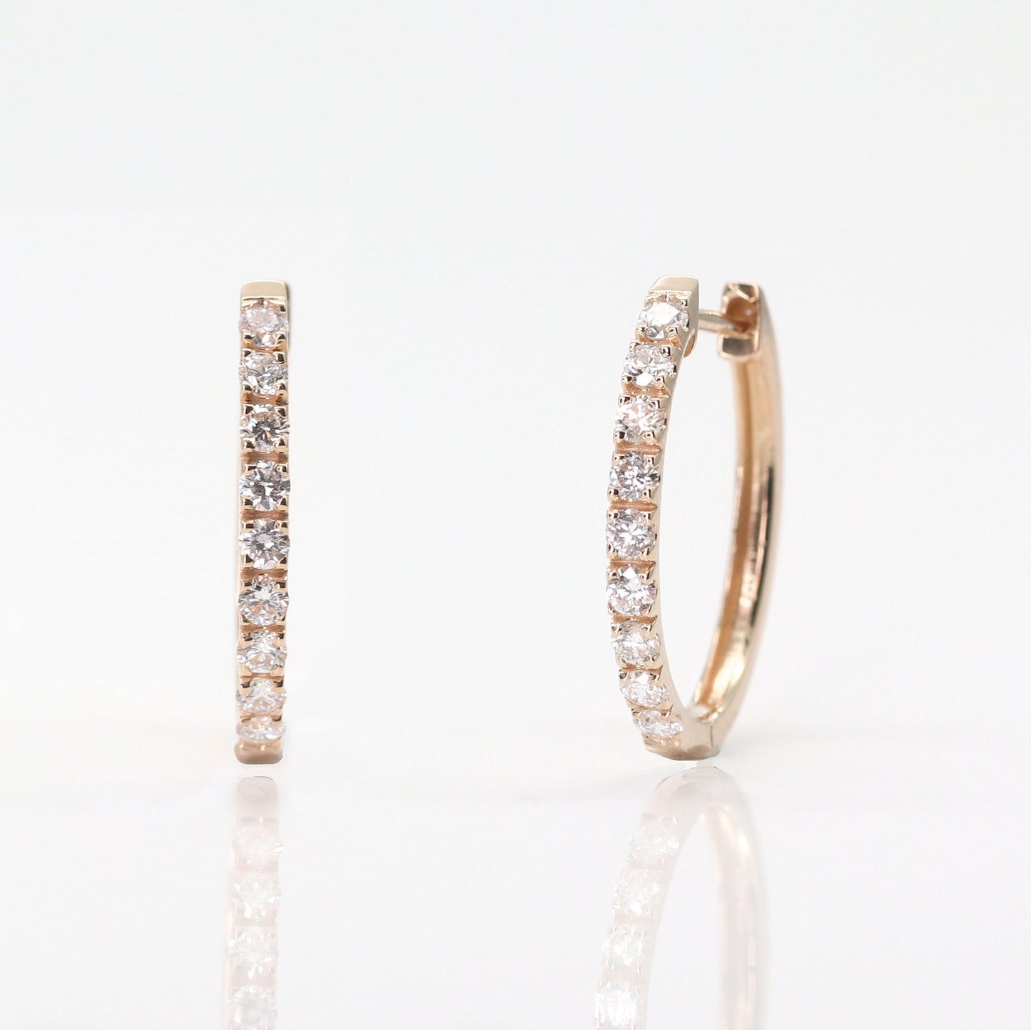 14K DIAMOND U SHAPE HOOP EARRING (0.23CT AS SINGLE)