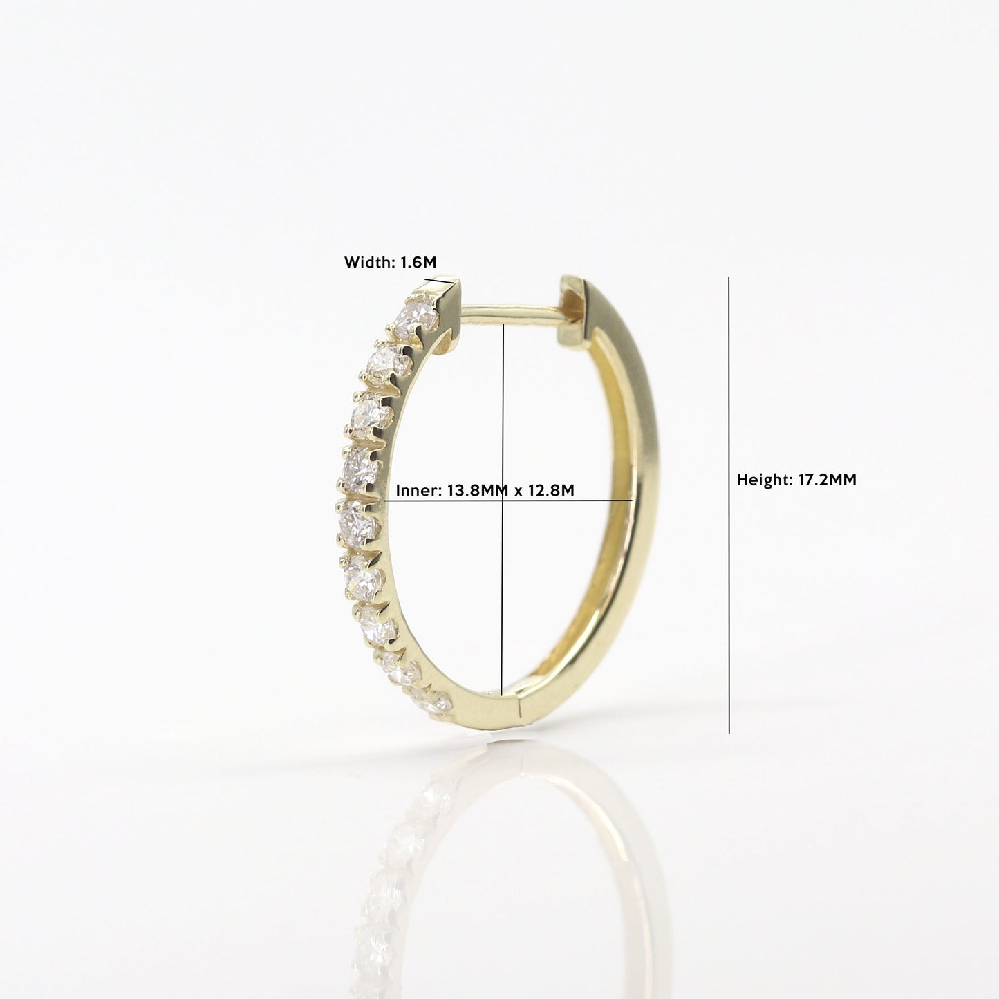 14K DIAMOND U SHAPE HOOP EARRING (0.23CT AS SINGLE)