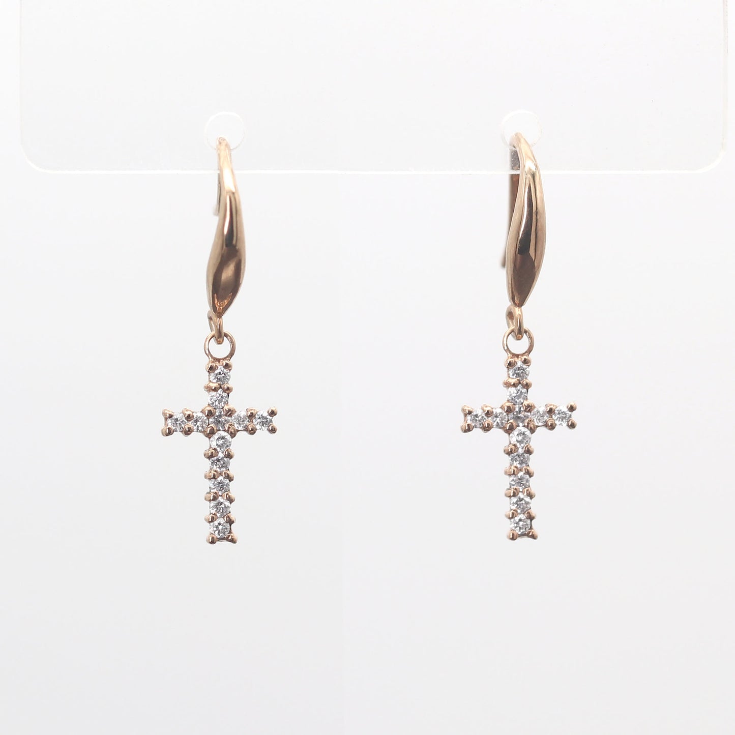 14K DIAMOND CROSS PLAIN HOOK EARRING