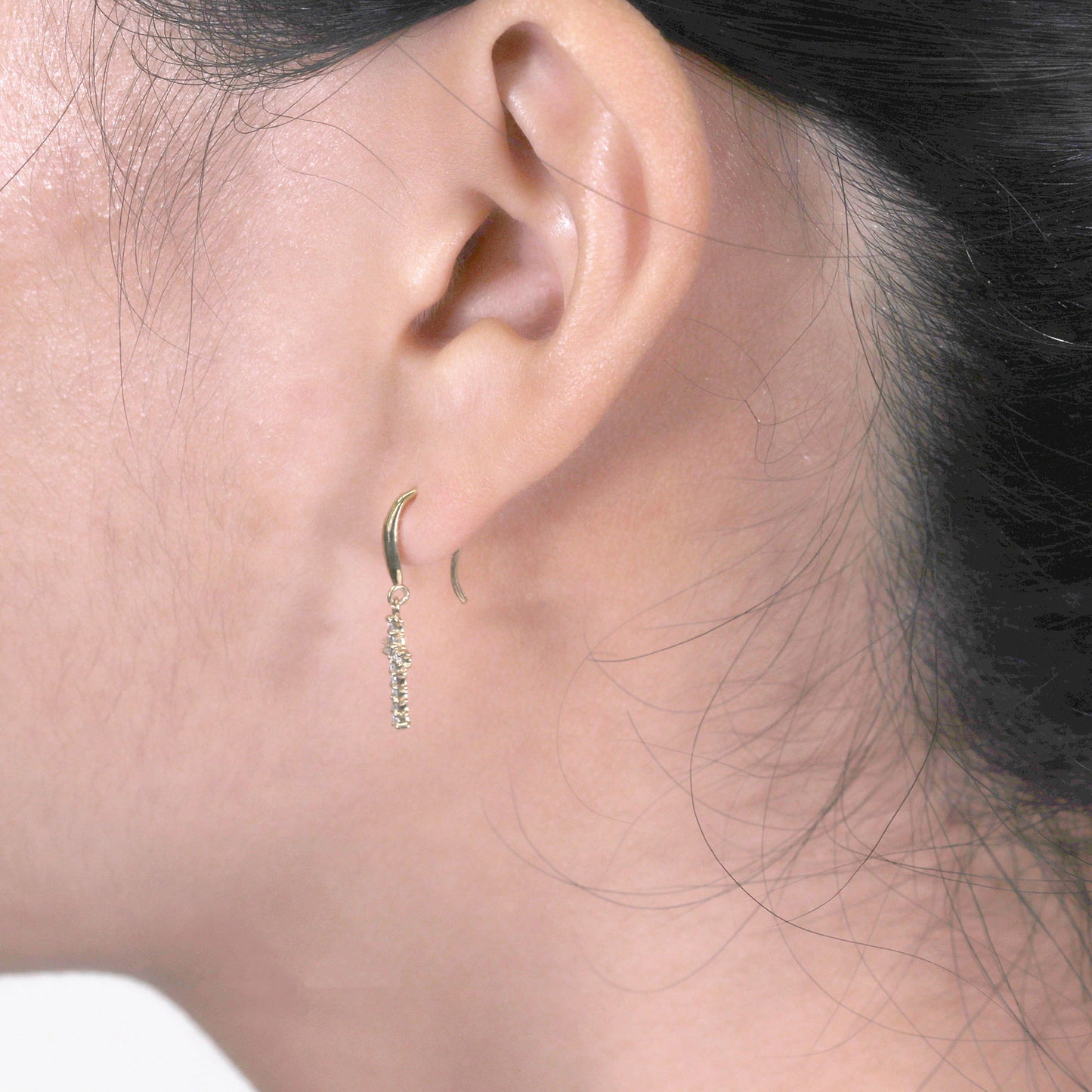 14K DIAMOND CROSS PLAIN HOOK EARRING