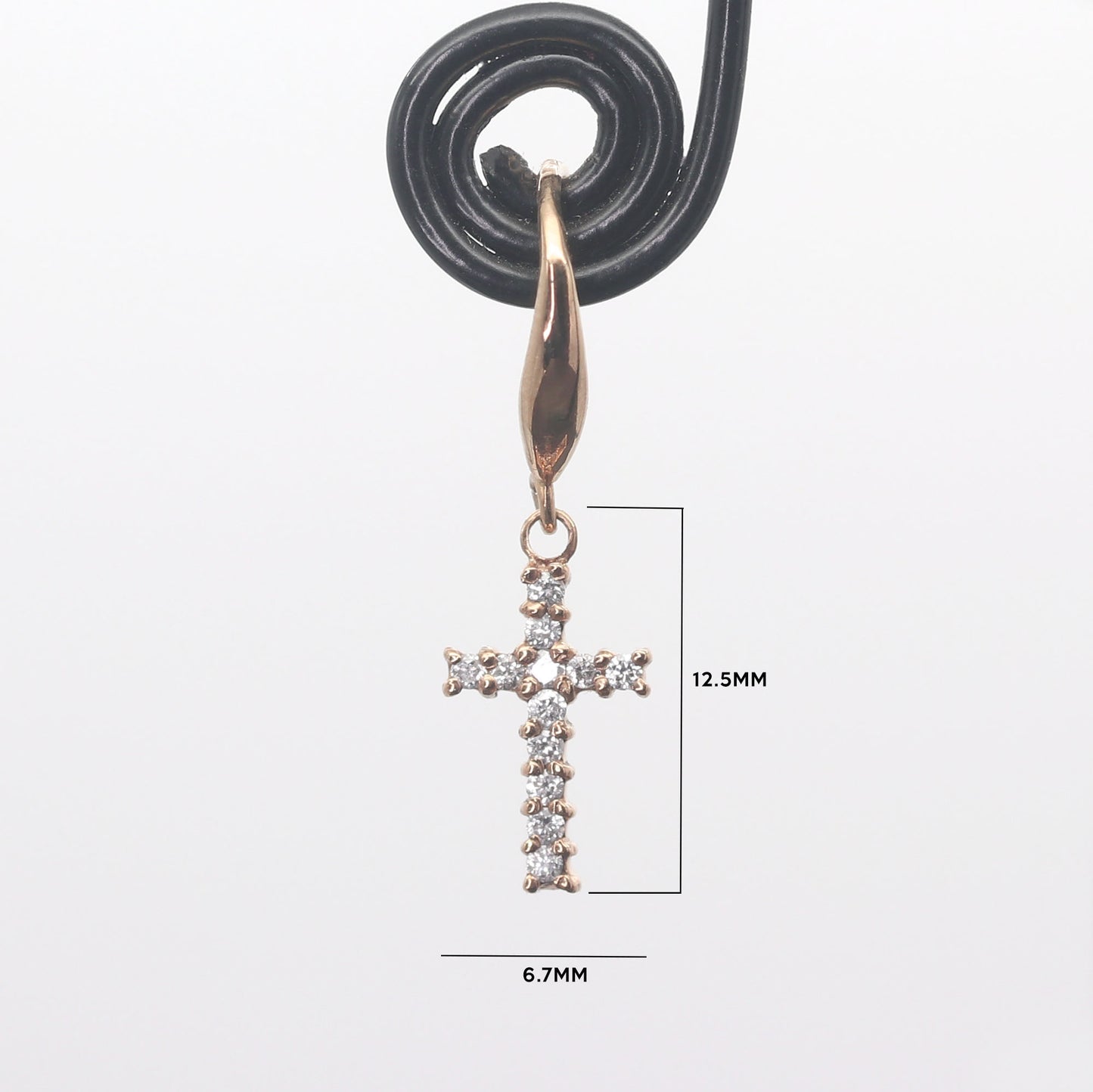 14K DIAMOND CROSS PLAIN HOOK EARRING