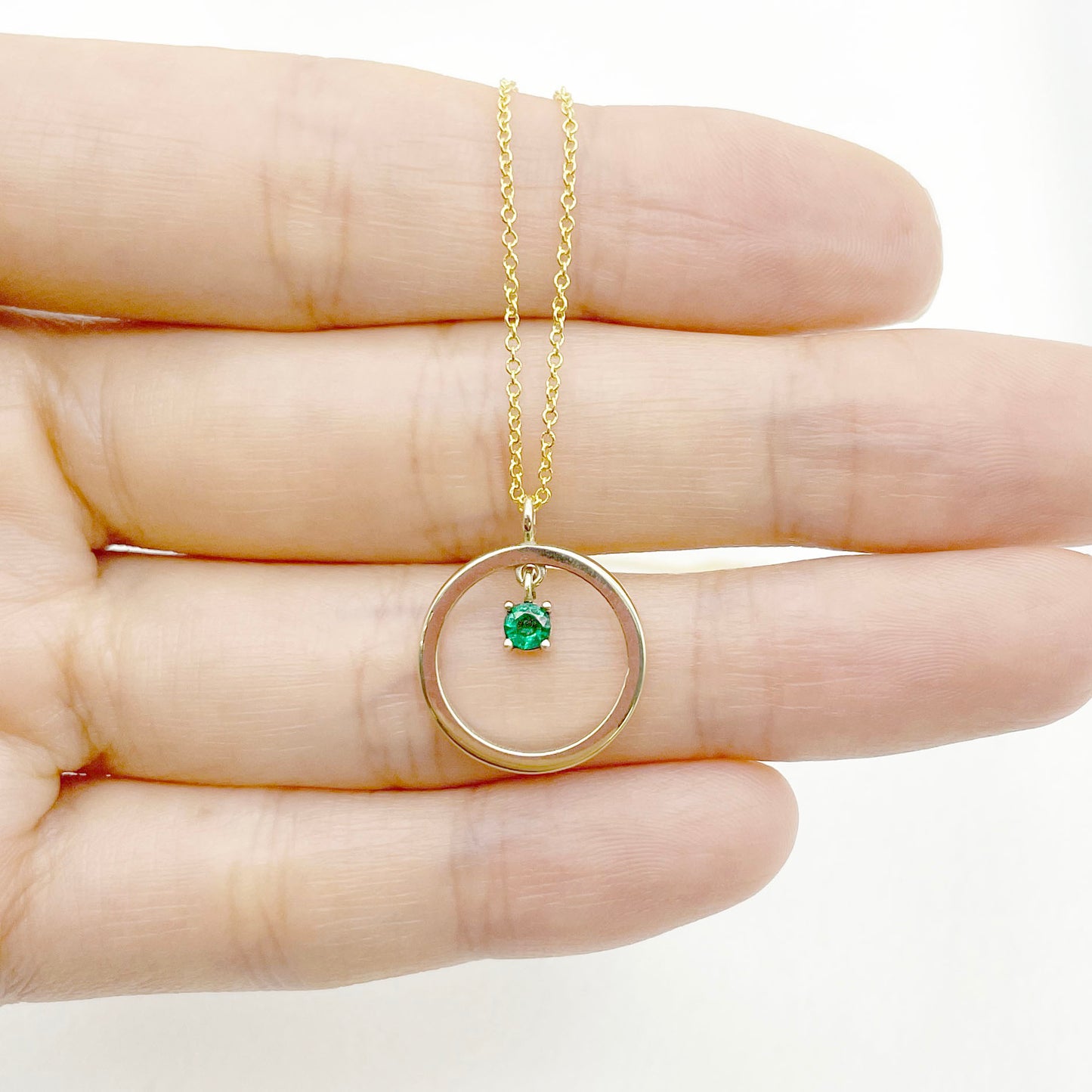 14K BIRTHSTONE CIRCLE NECKLACE (CHOOSE YOUR STONE)