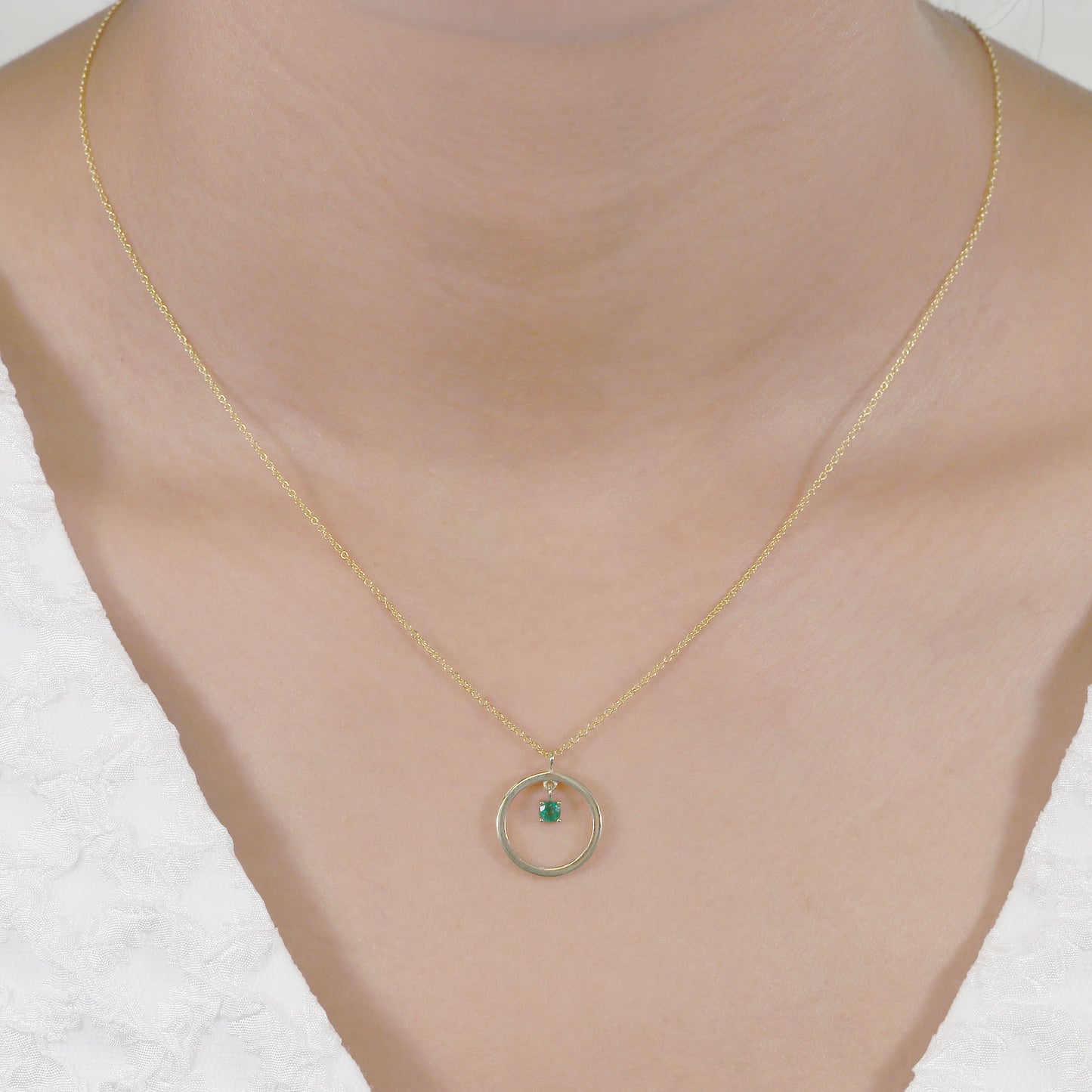 14K BIRTHSTONE CIRCLE NECKLACE (CHOOSE YOUR STONE)
