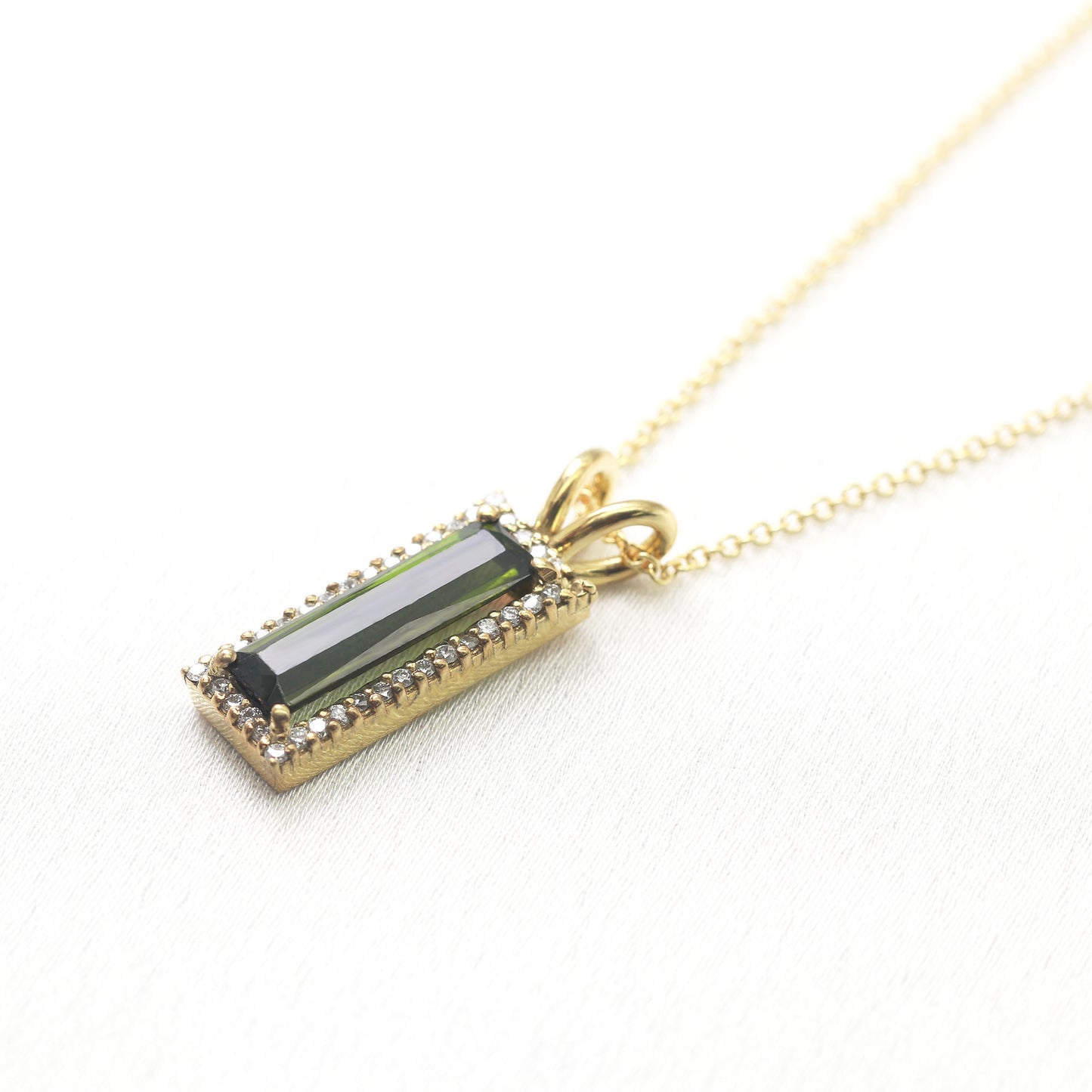 14K TOURMALINE DIAMOND HALO NECKLACE (CHOOSE YOUR STONE)