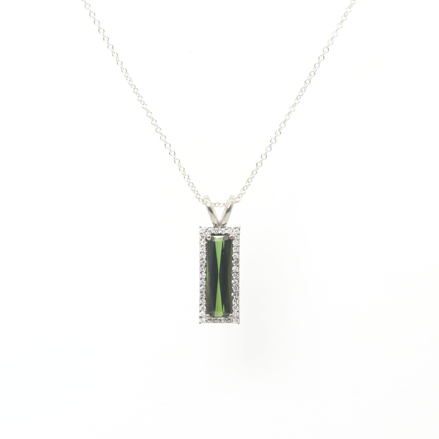 14K TOURMALINE DIAMOND HALO NECKLACE (CHOOSE YOUR STONE)