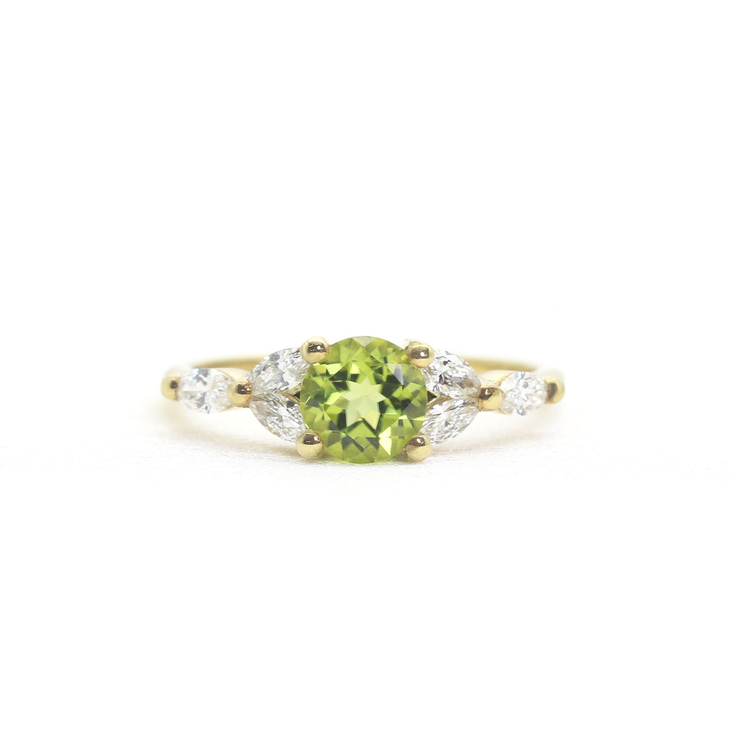 14K PERIDOT MARQUISE DIAMOND RING