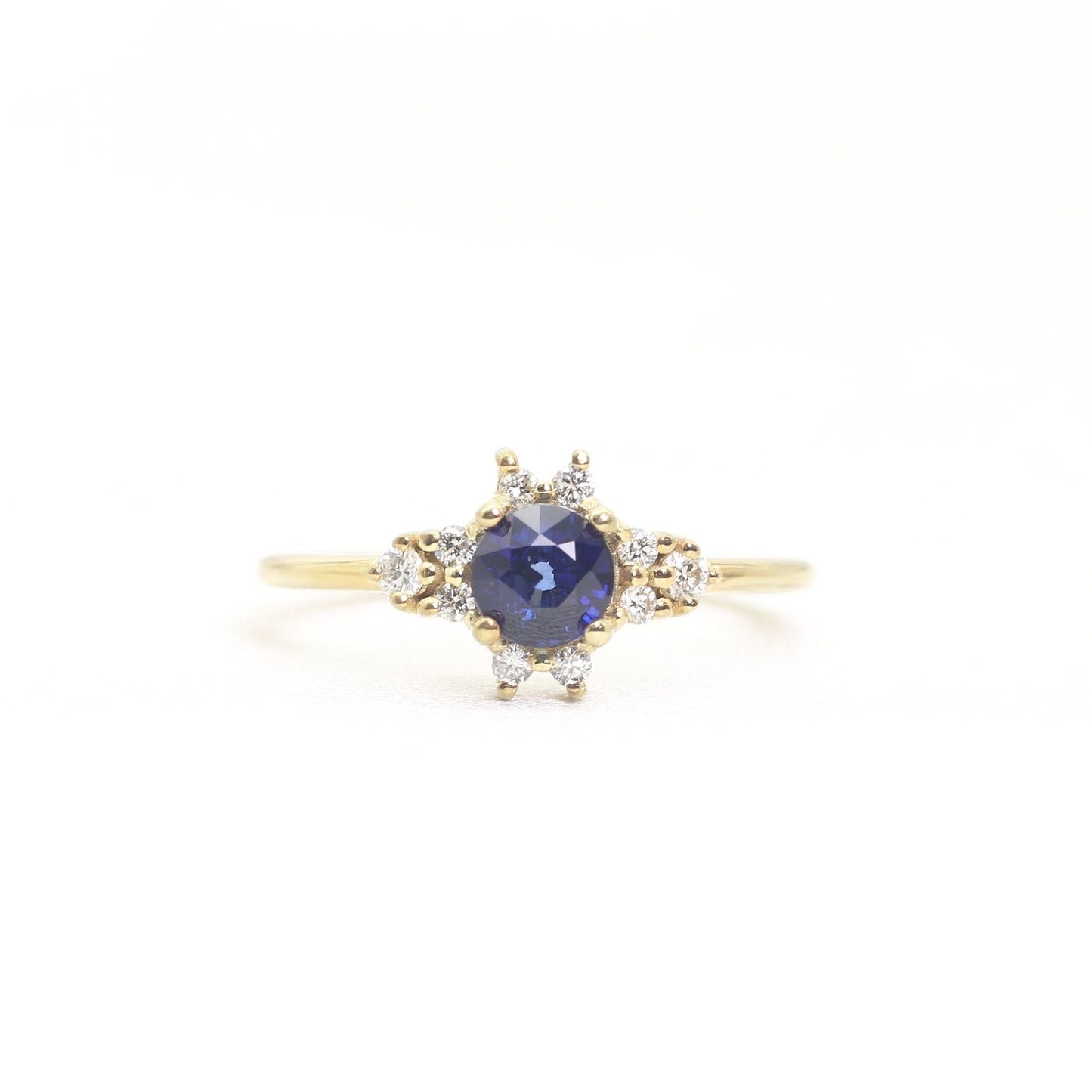14K SAPPHIRE DIAMOND CLUSTER RING