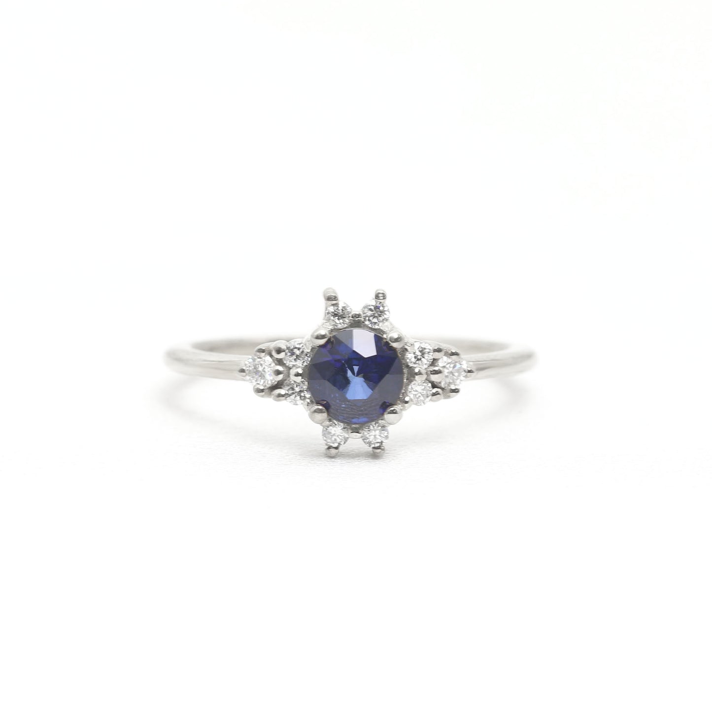 14K SAPPHIRE DIAMOND CLUSTER RING