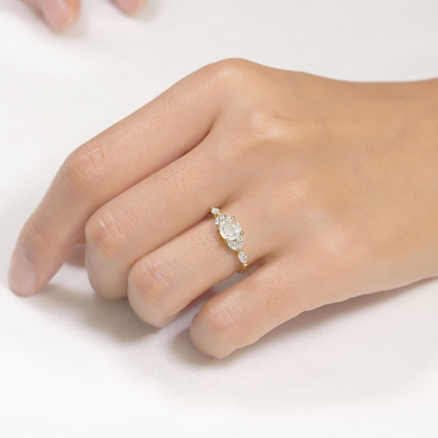 14K OPAL MARQUISE DIAMOND RING