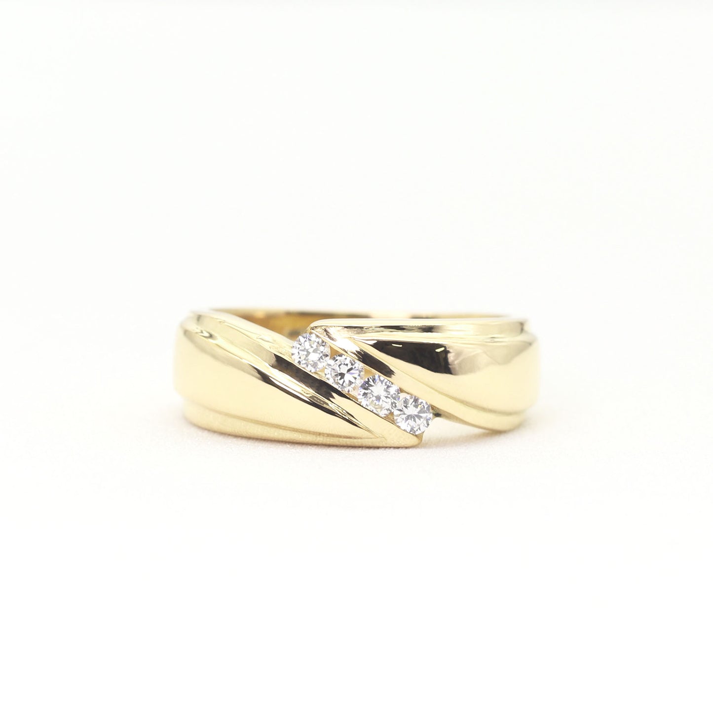 14K 4 DIAMOND DIAGONAL MEN'S BAND