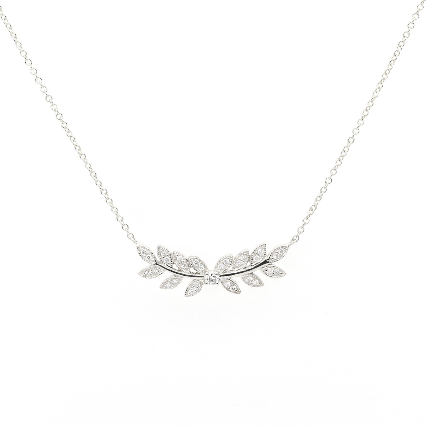 14K DIAMOND LEAF NECKLACE