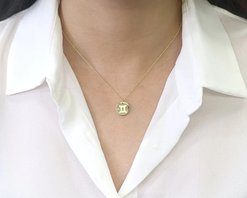 14K 1 DIAMOND GEMINI ZODIAC SIGN NECKLACE