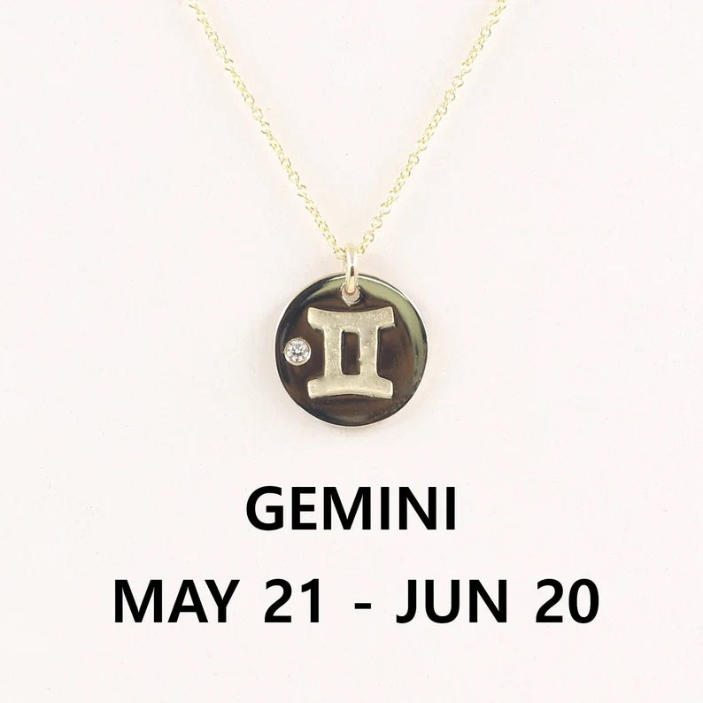 14K 1 DIAMOND GEMINI ZODIAC SIGN NECKLACE