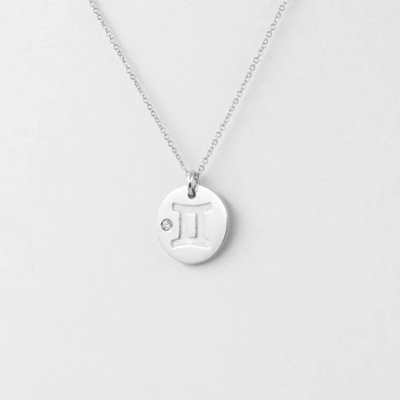 14K 1 DIAMOND GEMINI ZODIAC SIGN NECKLACE