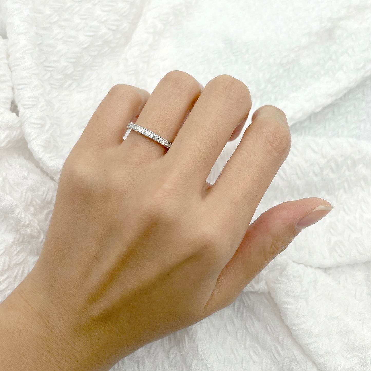 14K 0.23CT DIAMOND HALF ETERNITY VINTAGE STYLED BAND