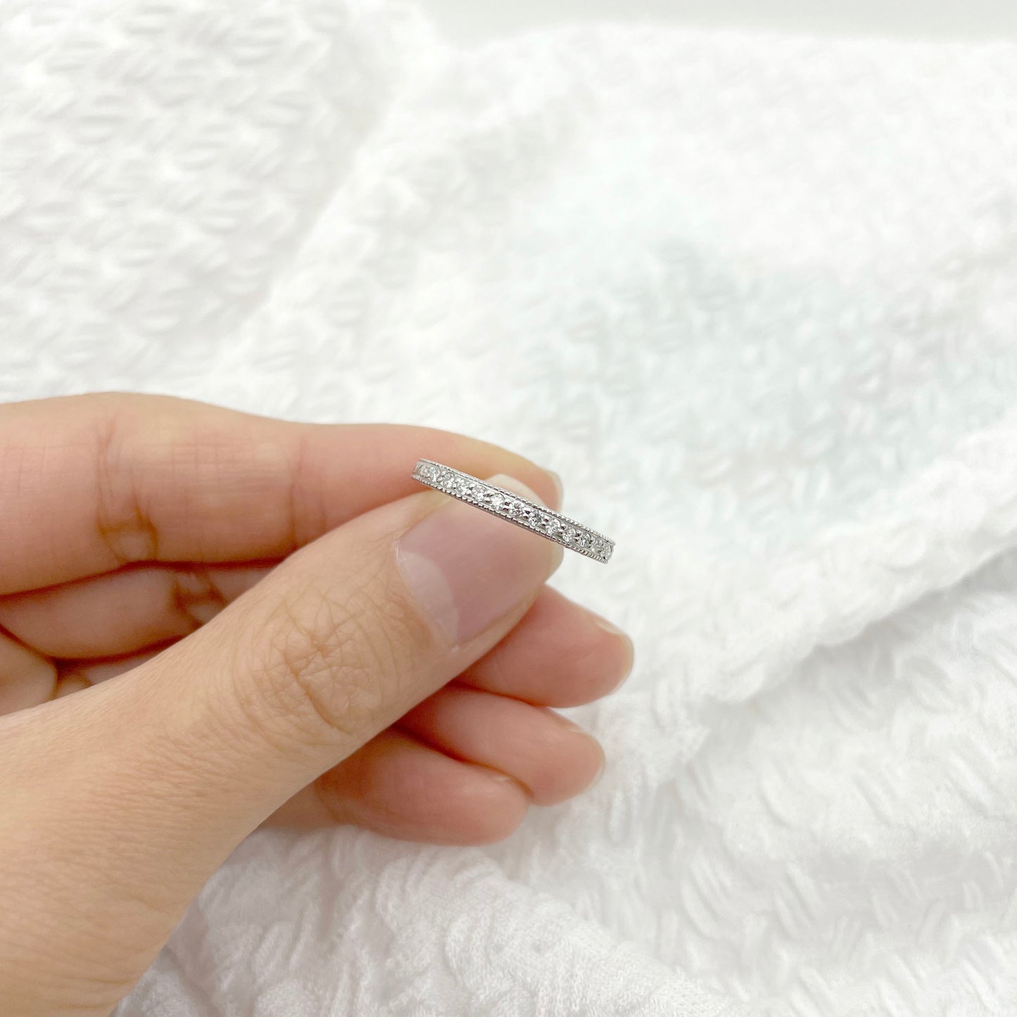 14K 0.23CT DIAMOND HALF ETERNITY VINTAGE STYLED BAND