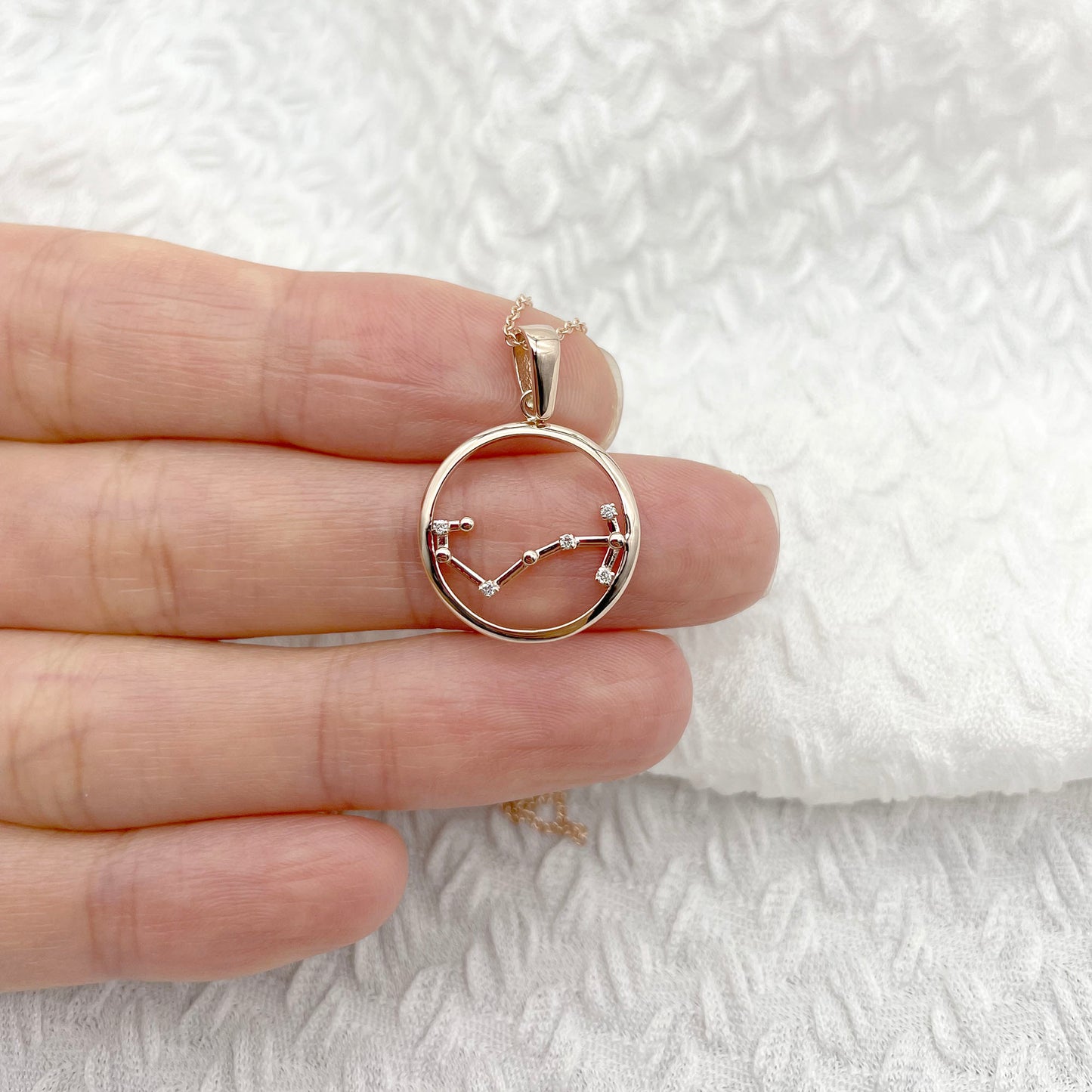 14K DIAMOND SCORPIO ZODIAC SIGN CIRCLE NECKLACE