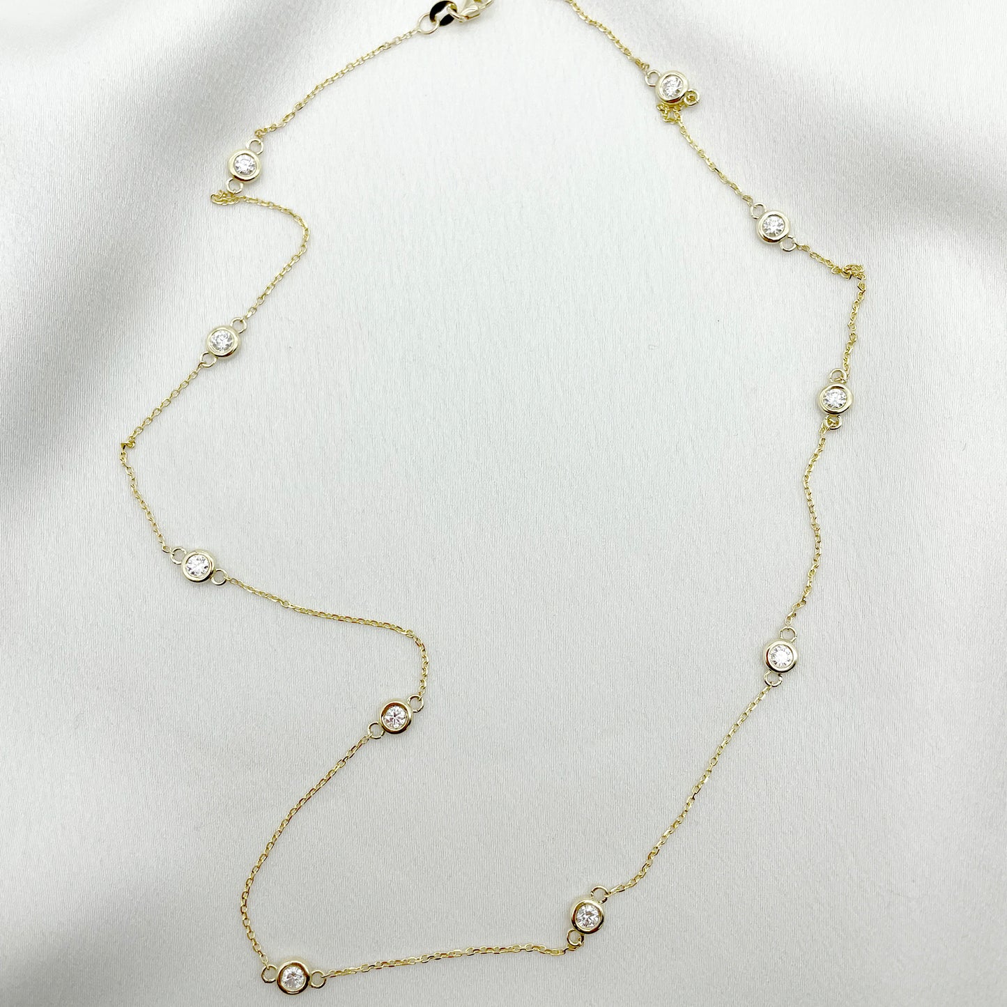 14K 10 DIAMOND BY THE YARD NECKLACE