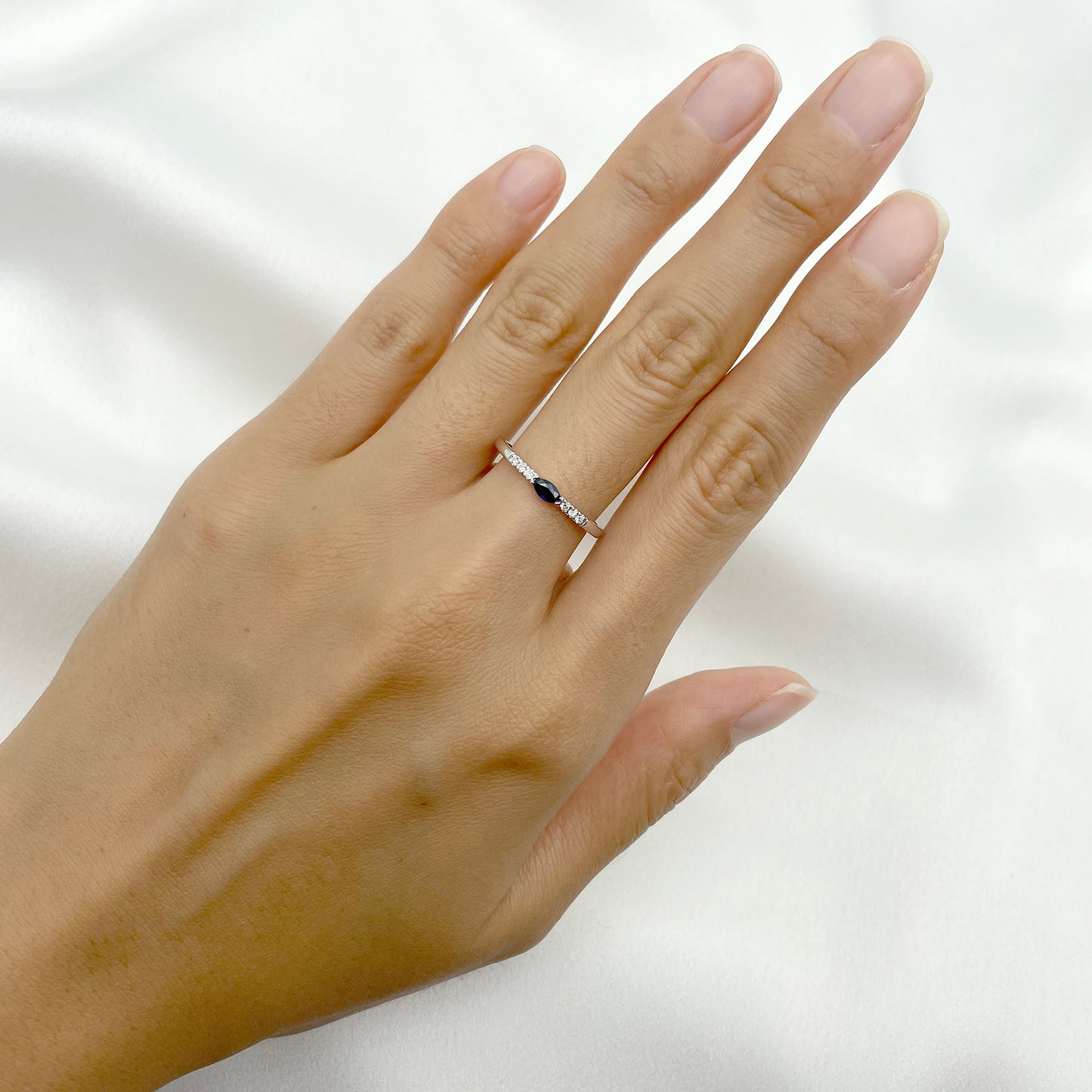 14K MARQUISE SAPPHIRE DIAMOND BAND