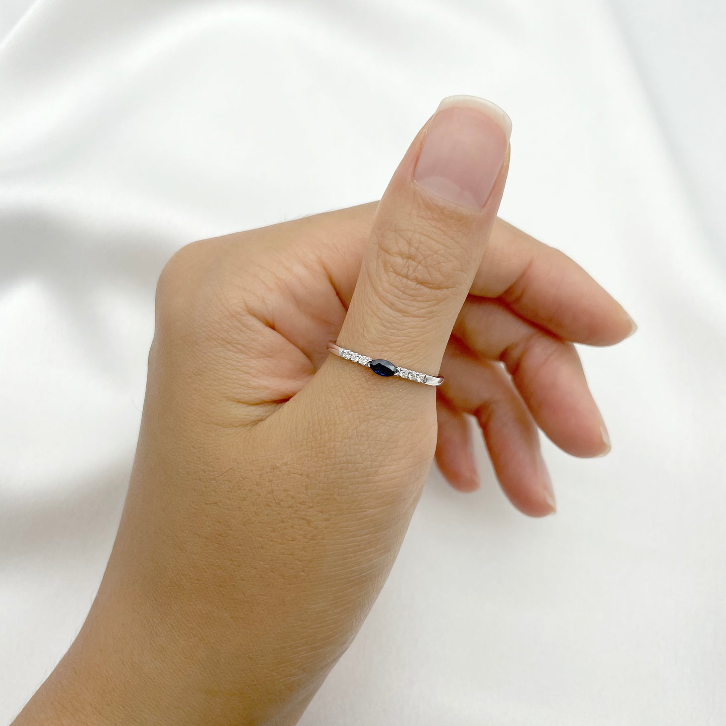 14K MARQUISE SAPPHIRE DIAMOND BAND