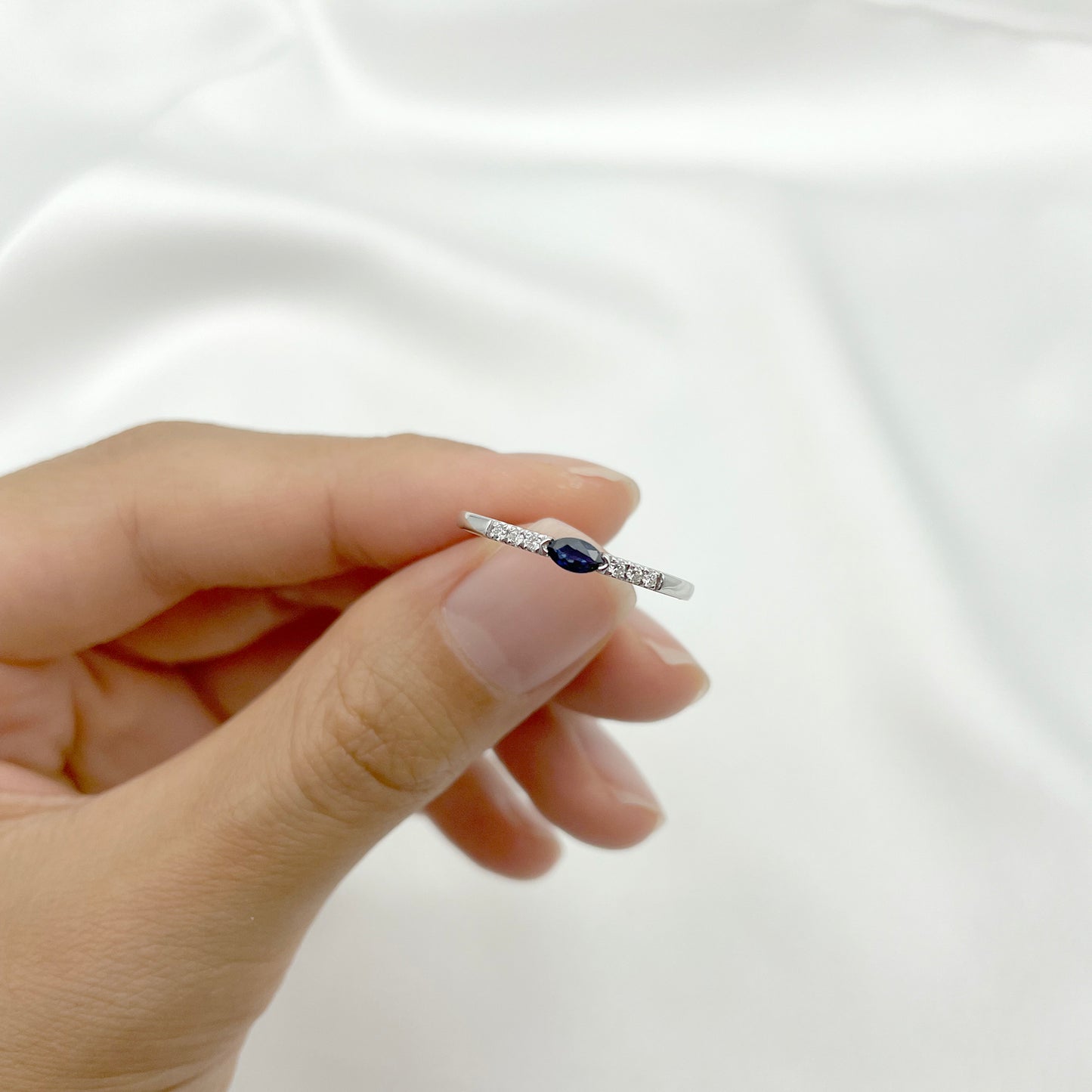 14K MARQUISE SAPPHIRE DIAMOND BAND