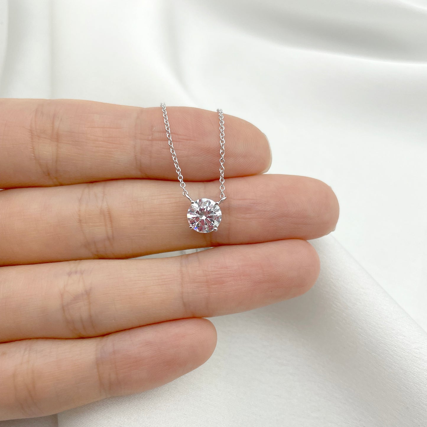 14K 1CT SWAROVSKI CZ SOLITAIRE NECKLACE