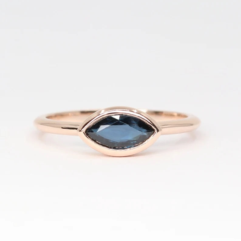 14K MARQUISE SAPPHIRE BEZEL RING