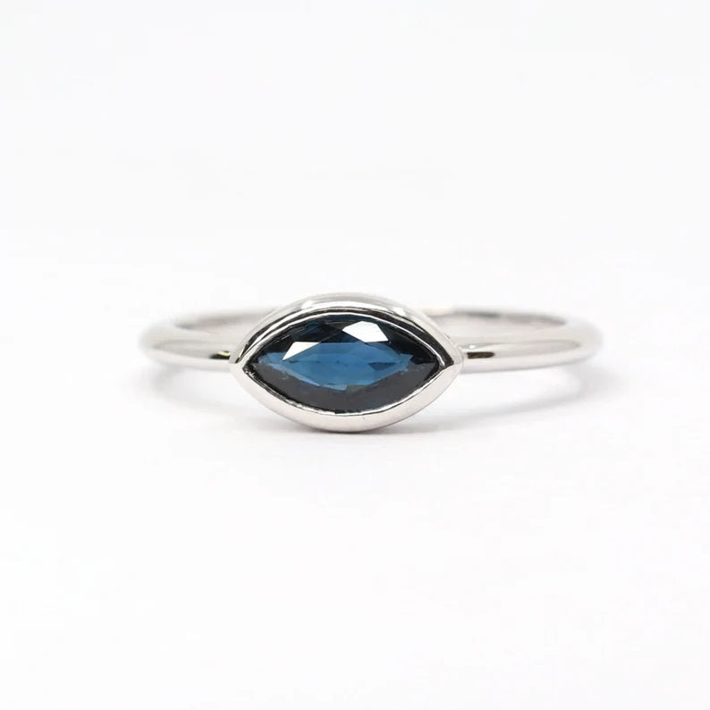 14K MARQUISE SAPPHIRE BEZEL RING