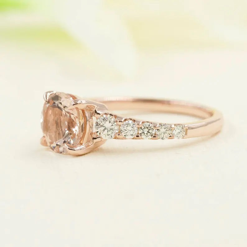 14K MORGANITE DIAMOND RING