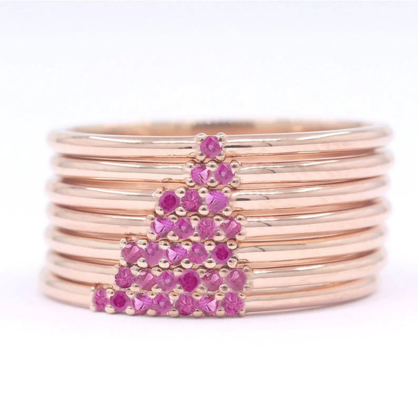 14K 2 RUBY 1.2MM BAND