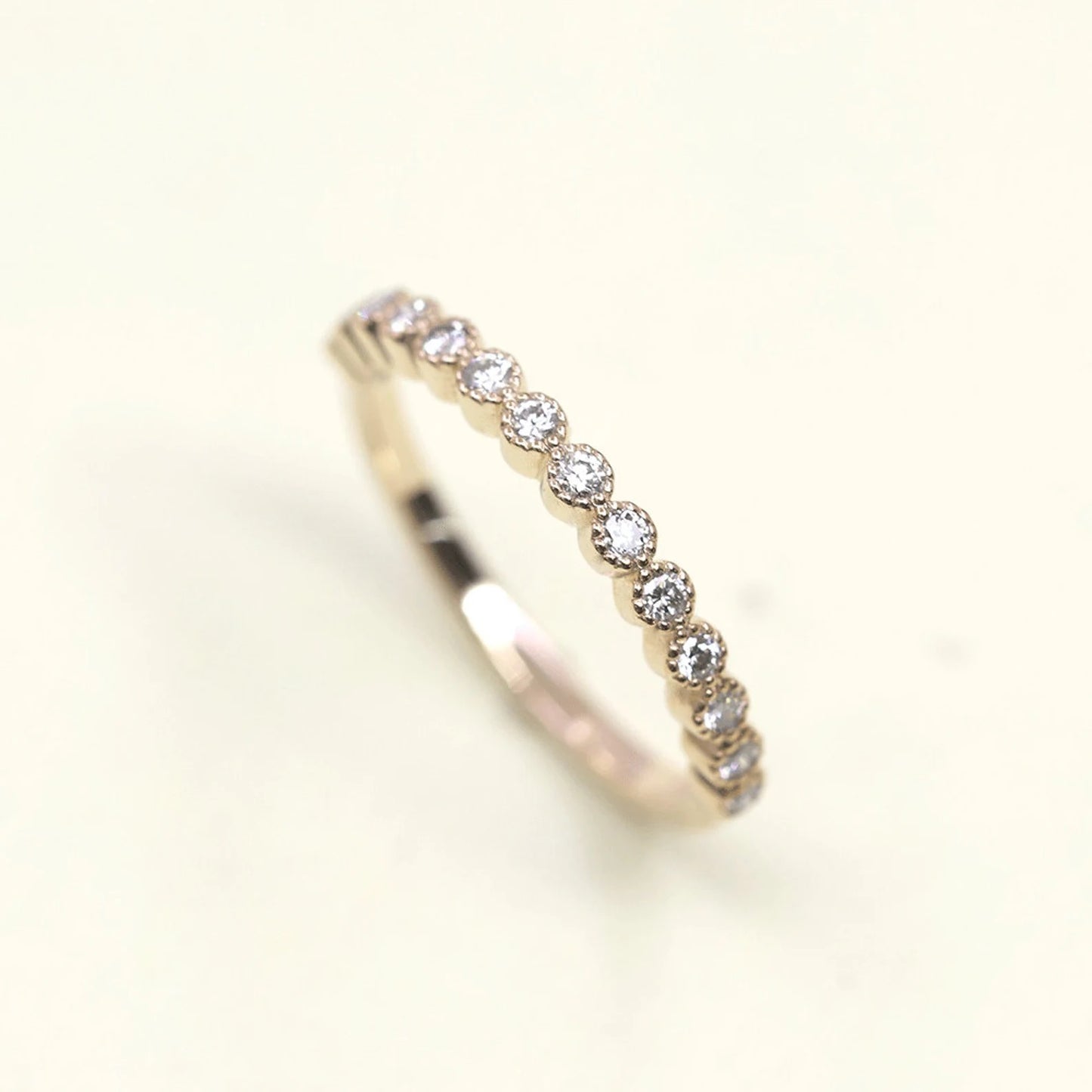 14K 0.25CT DIAMOND BEZEL MILGRAIN BAND