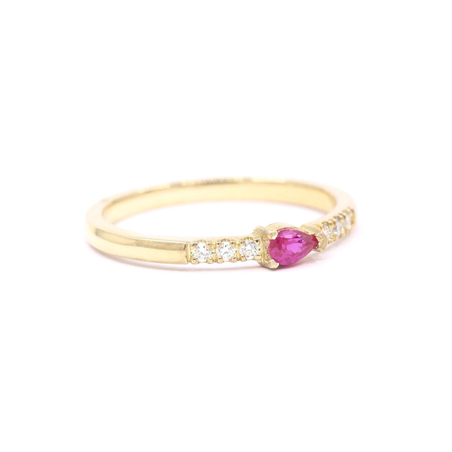 14K PEAR RUBY DIAMOND BAND