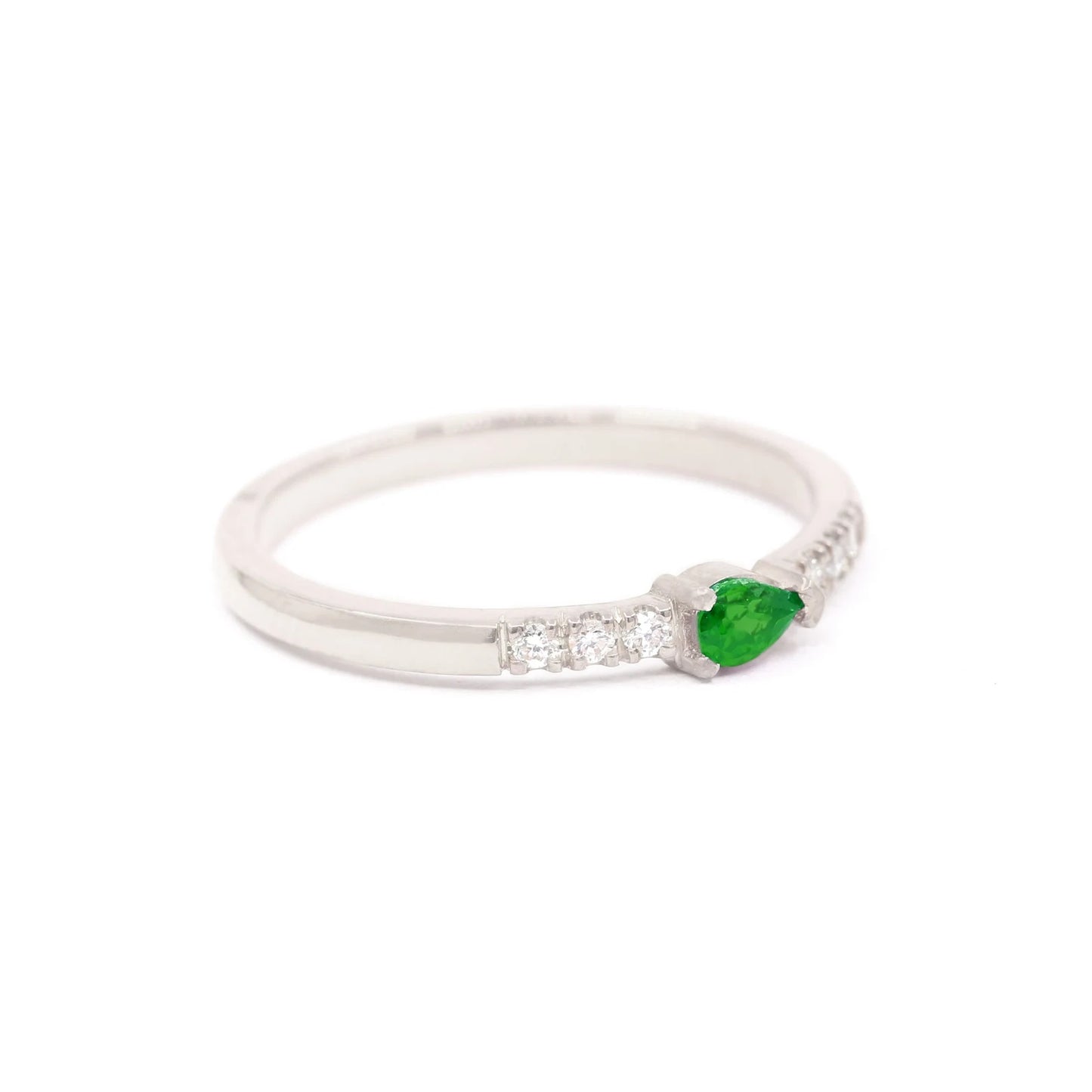 14K PEAR EMERALD DIAMOND BAND