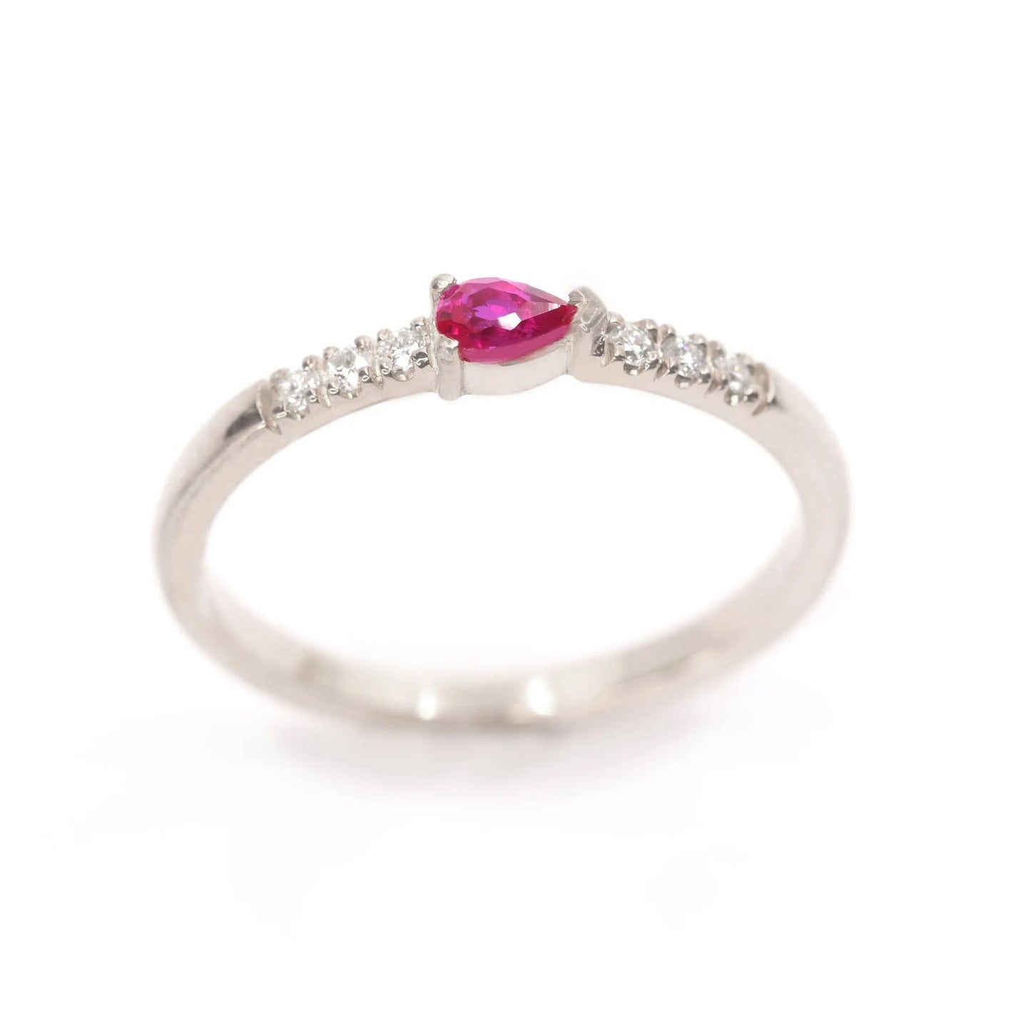14K PEAR RUBY DIAMOND BAND