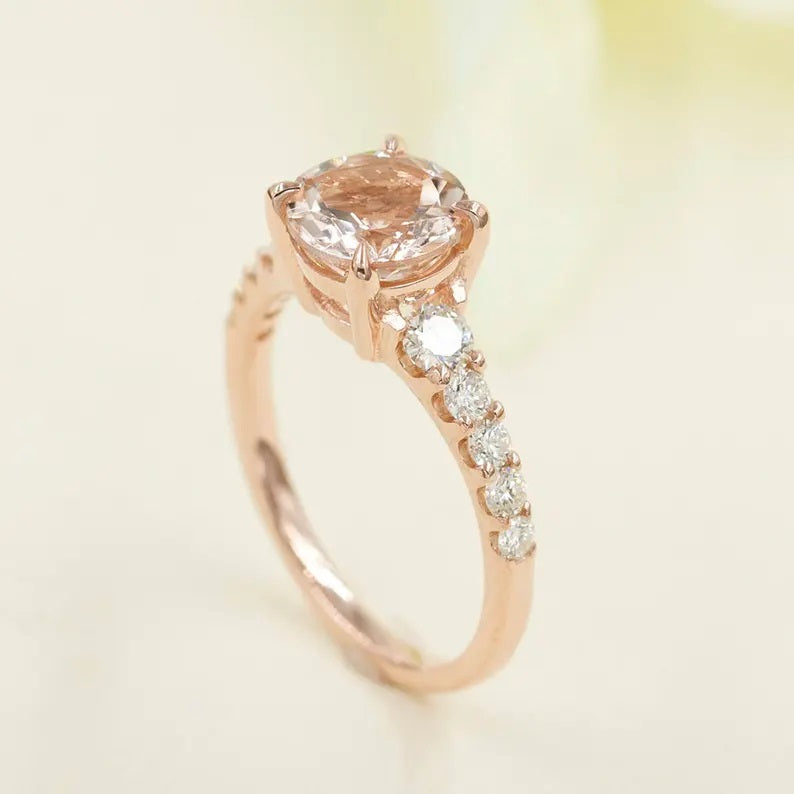 14K MORGANITE DIAMOND RING
