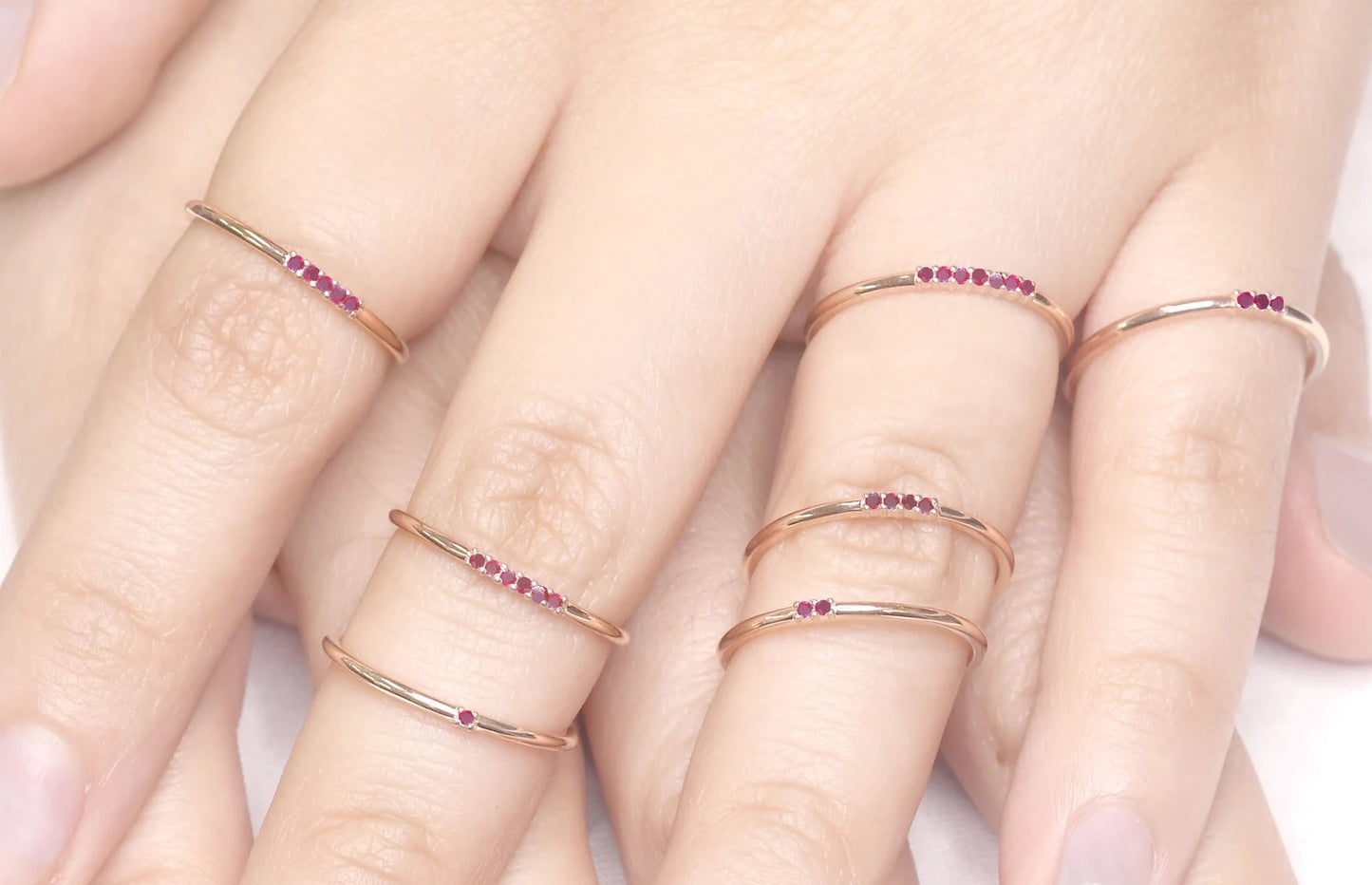 14K 2 RUBY 1.2MM BAND