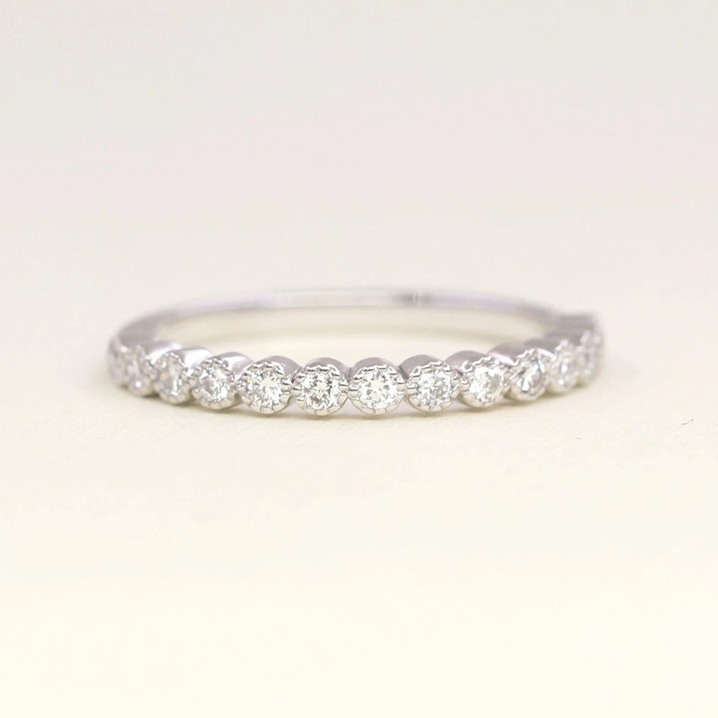 14K 0.25CT DIAMOND BEZEL MILGRAIN BAND