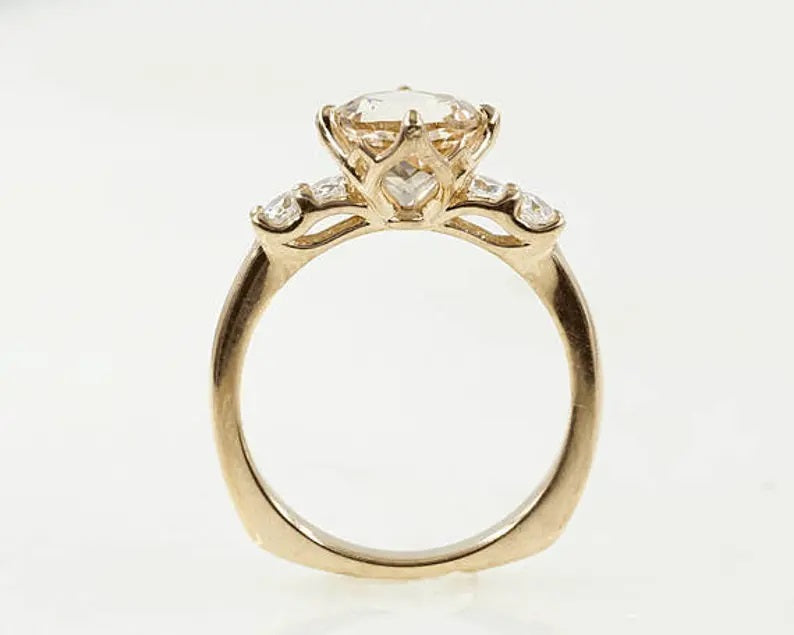 14K OVAL MORGANITE DIAMOND RING