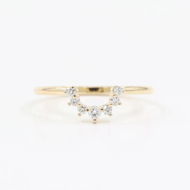 14K PEAR TANZANITE RING DIAMOND CROWN BAND 2 RING SET