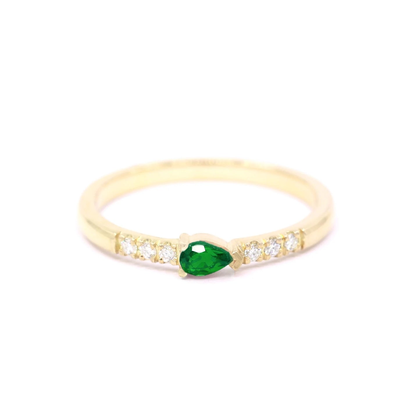 14K PEAR EMERALD DIAMOND BAND