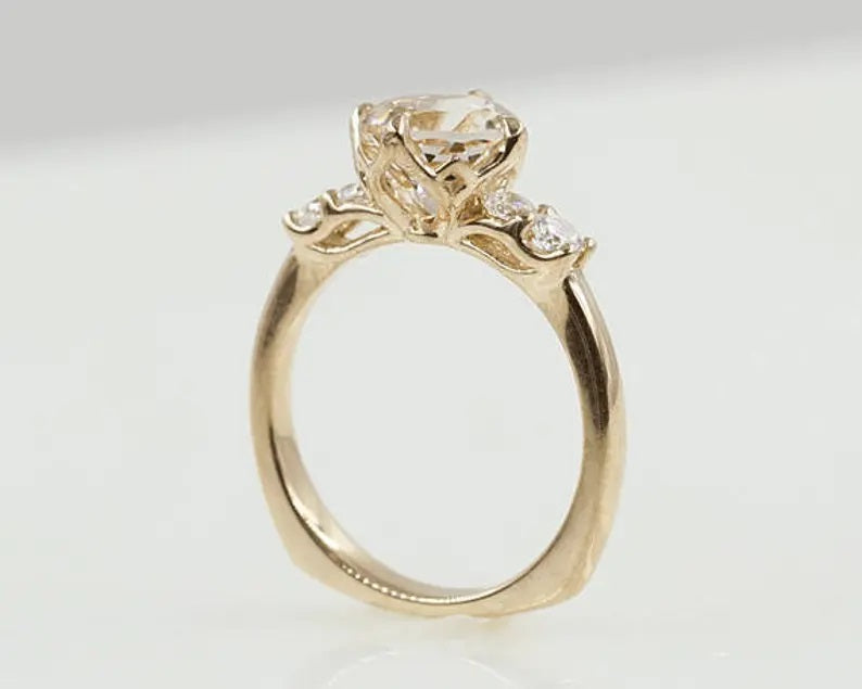 14K OVAL MORGANITE DIAMOND RING