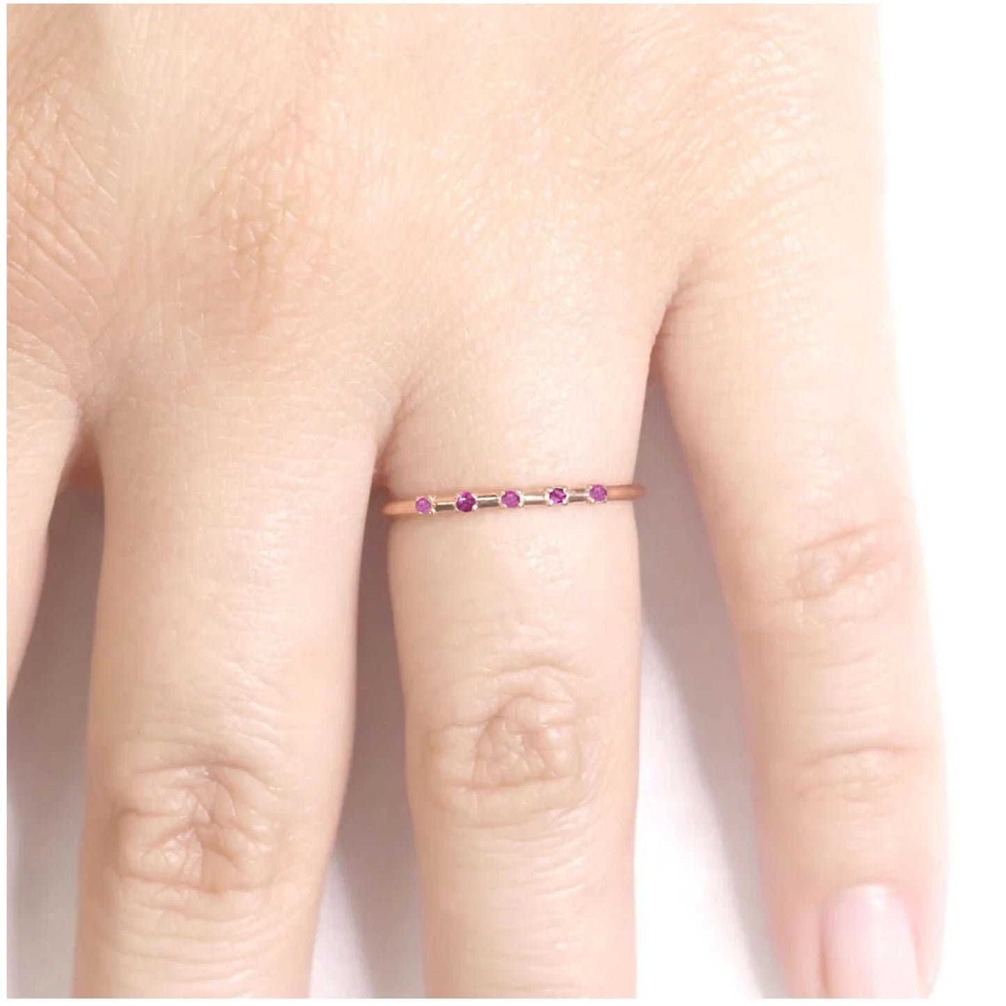 14K 5 RUBY SPACED 1.2MM BAND