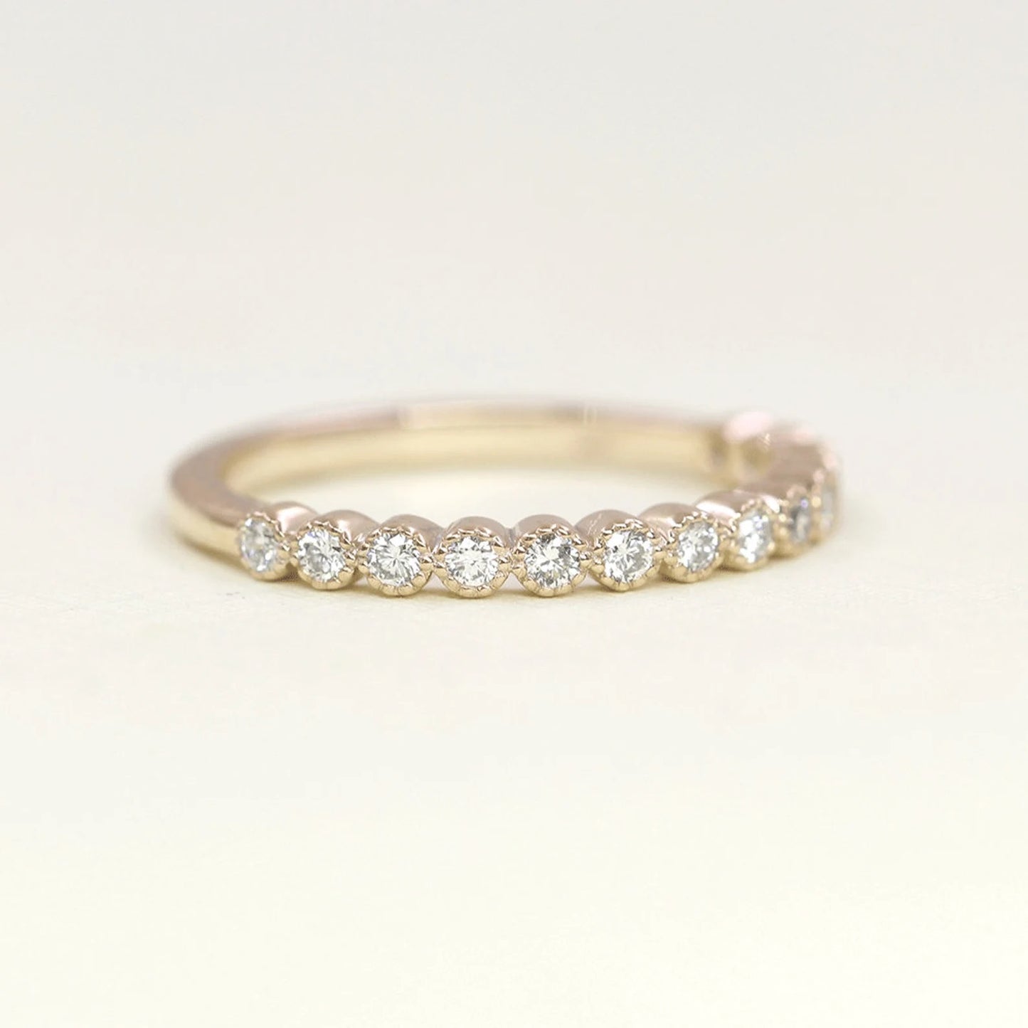 14K 0.25CT DIAMOND BEZEL MILGRAIN BAND