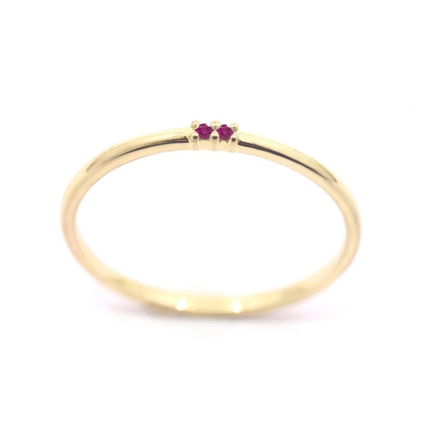 14K 2 RUBY 1.2MM BAND